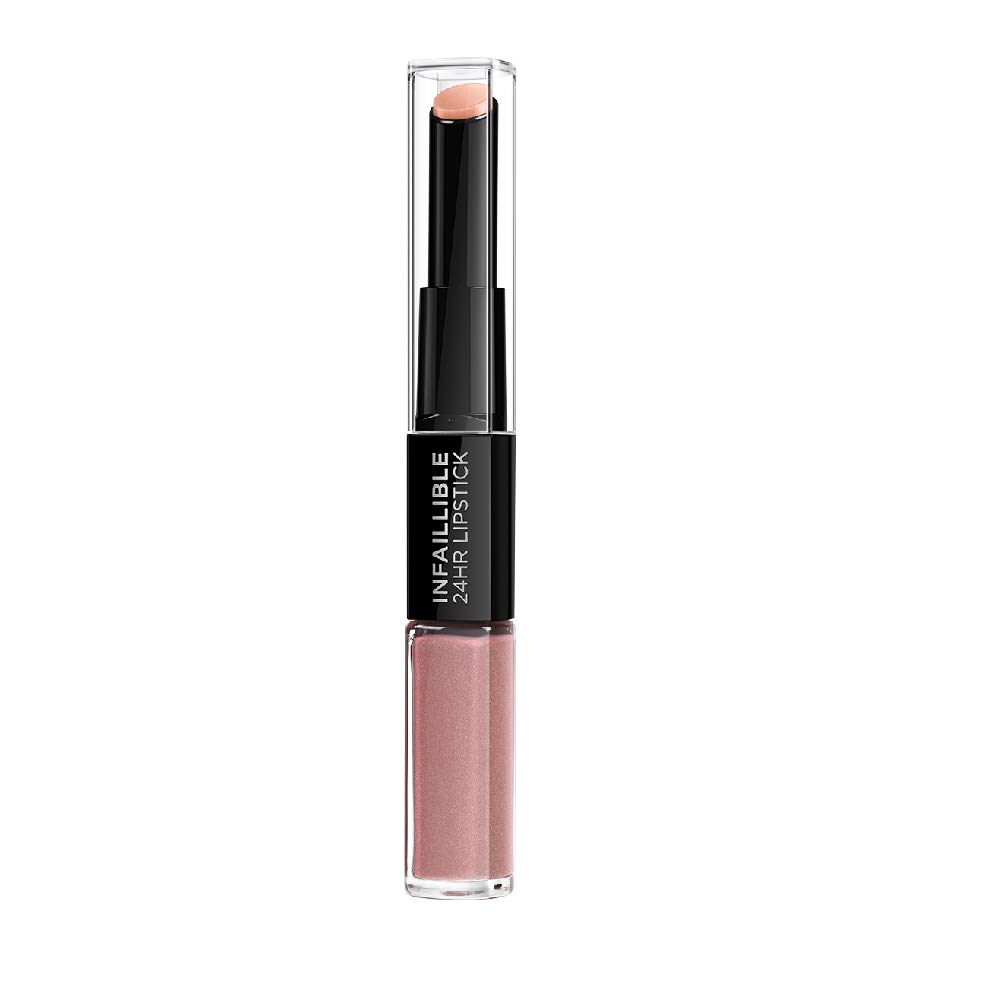 L'Oreal Paris Lippen Make-up Infaillible Lippenstift, 111 Permanent Blush /Liquid Lipstick für 24 Stunden volle Lippen mit feuchtigkeitsspendendem Lippenpflege - Balsam, 1er Pack